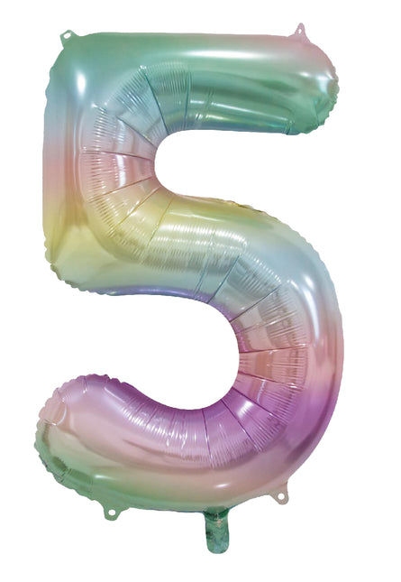 Palloncino ad elio 5 anni Arcobaleno Pastello Vuoto 86cm