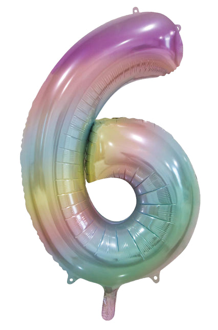 Palloncino ad elio 6 anni Arcobaleno Pastello Vuoto 86cm