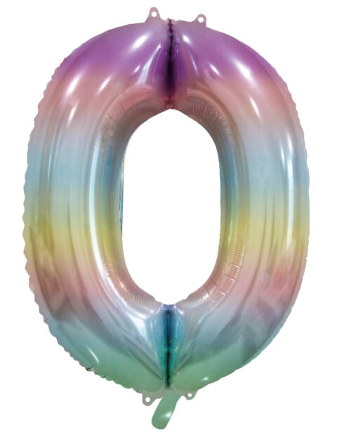 0 Anno Palloncino ad elio arcobaleno pastello vuoto 86 cm