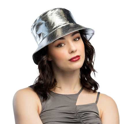 Cappello a secchiello argento glitterato