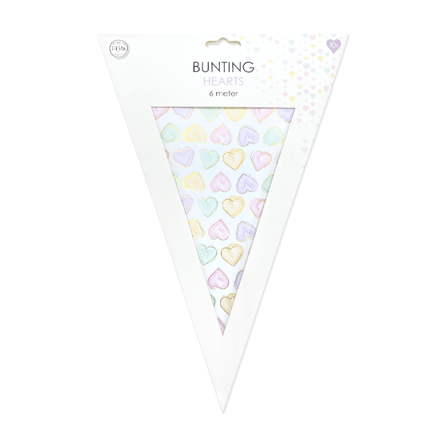 Carta Bunting 6m 20x30cm - Cuori acquerellati
