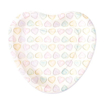8 Piatti di carta a forma di cuore da 23 cm -Cuori acquerellabili