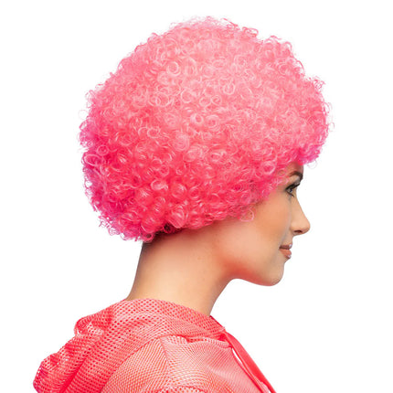 Parrucca riccia rosa neon UV