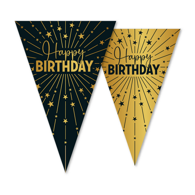 Ghirlanda di Buon Compleanno Oro Nero 10m