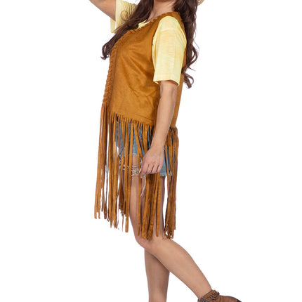 Cardigan hippie lungo con frange (V)