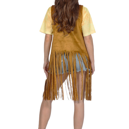 Cardigan hippie lungo con frange (V)