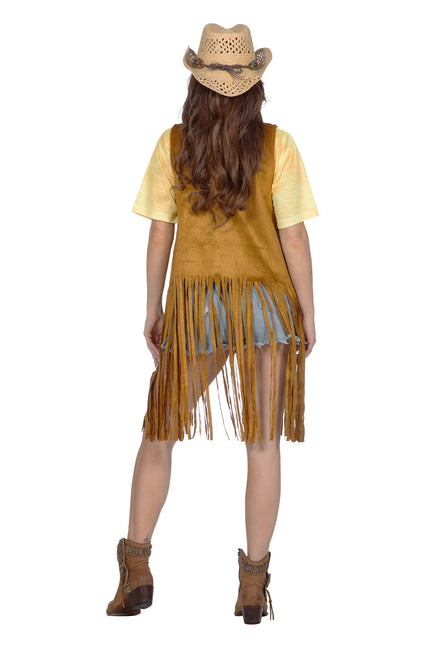 Cardigan hippie lungo con frange (V)