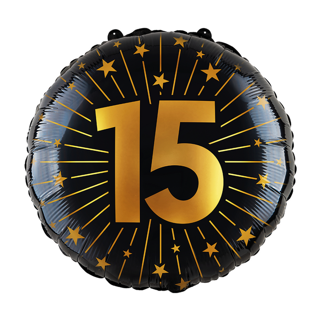 Palloncino ad elio 15 anni Oro Nero Vuoto 45cm