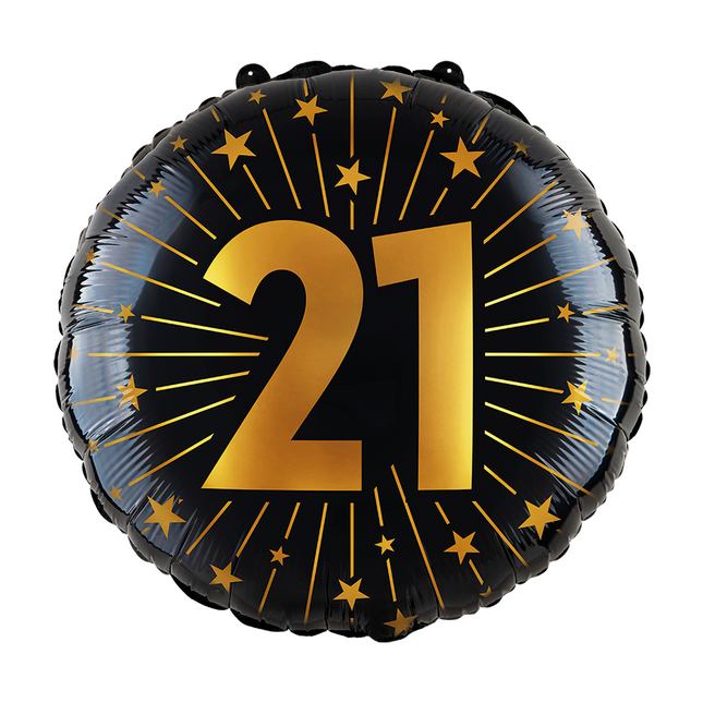 Palloncino ad elio 21 anni nero oro vuoto 45 cm