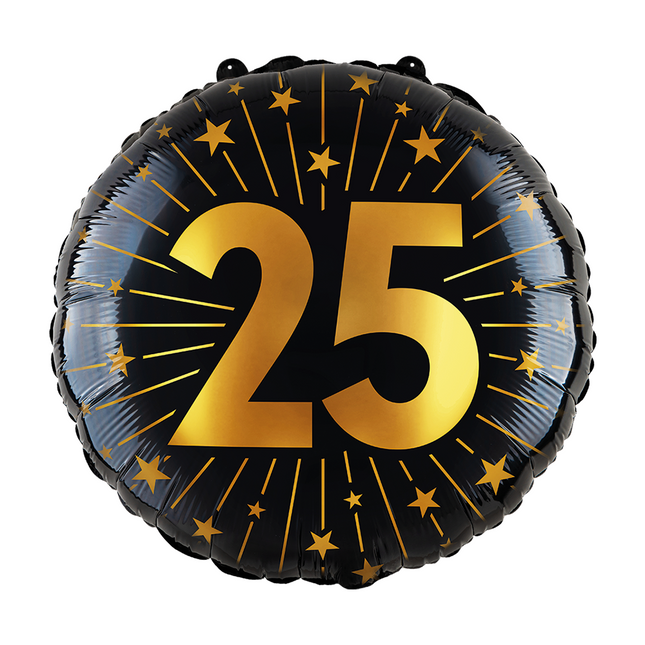 Palloncino ad elio 25 anni nero oro vuoto 45 cm