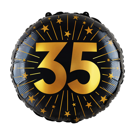 Palloncino ad elio 35 anni nero oro vuoto 45 cm