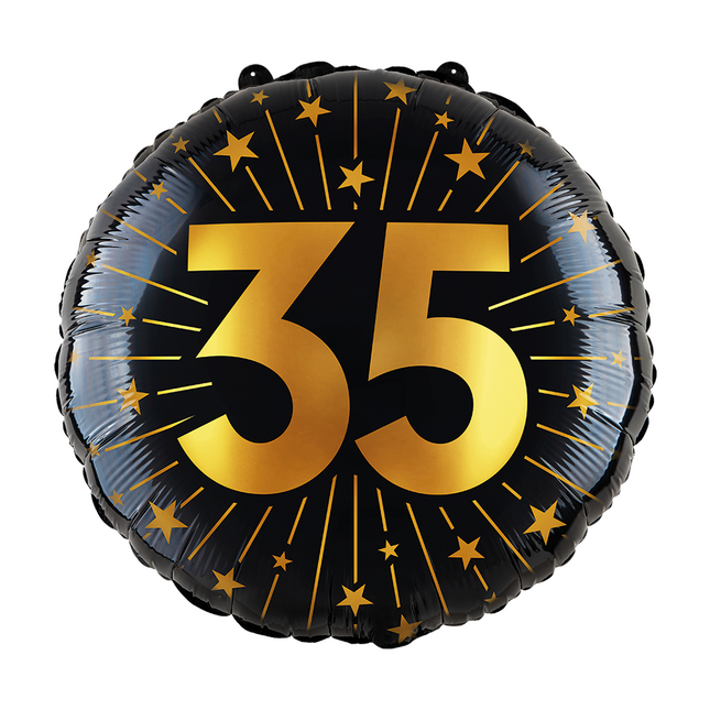 Palloncino ad elio 35 anni nero oro vuoto 45 cm