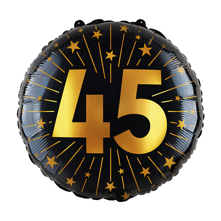 Palloncino ad elio 45 anni nero oro vuoto 45cm