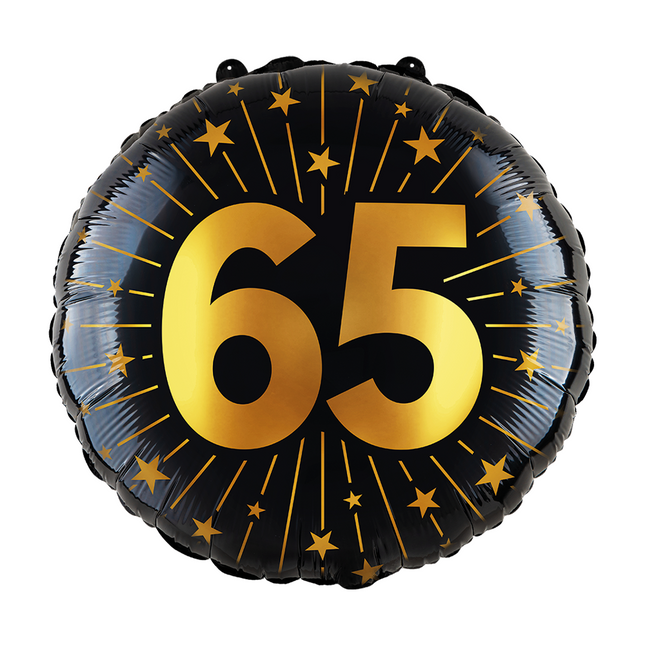 Palloncino ad elio 65 anni nero oro vuoto 45 cm
