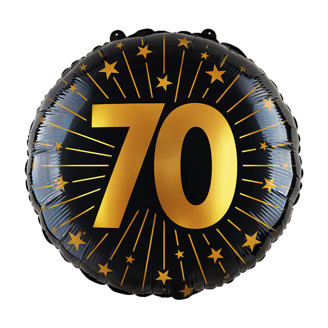 Palloncino ad elio 70 anni nero oro vuoto 45cm