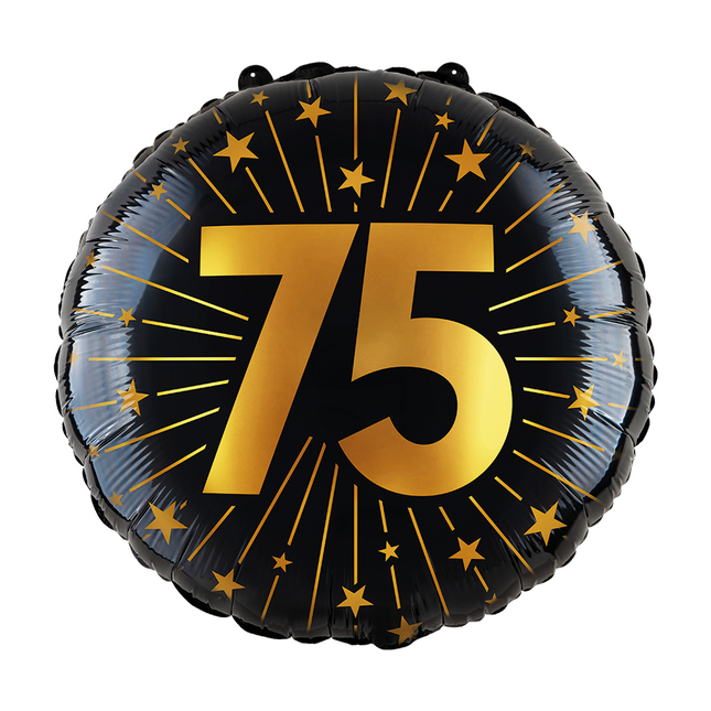 Palloncino ad elio 75 anni nero oro vuoto 45 cm