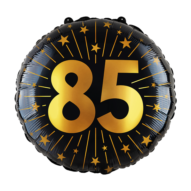 Palloncino ad elio 85 anni nero oro vuoto 45 cm