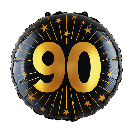 Palloncino ad elio 90 anni nero oro vuoto 45cm