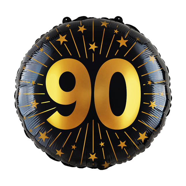 Palloncino ad elio 90 anni nero oro vuoto 45cm