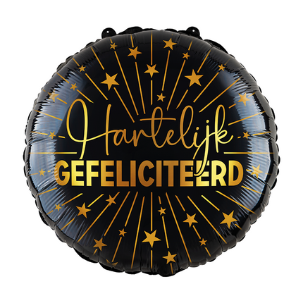 Palloncino a elio Happy Birthday Nero Oro Vuoto 45cm