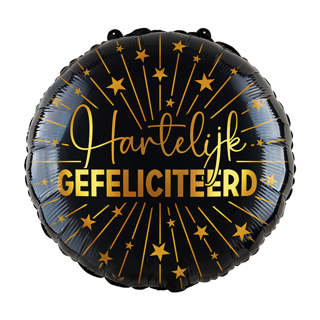 Palloncino a elio Happy Birthday Nero Oro Vuoto 45cm