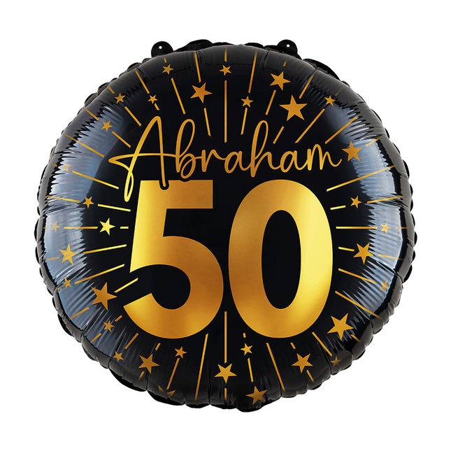 Palloncino ad elio 50 anni nero oro Abraham vuoto 45 cm