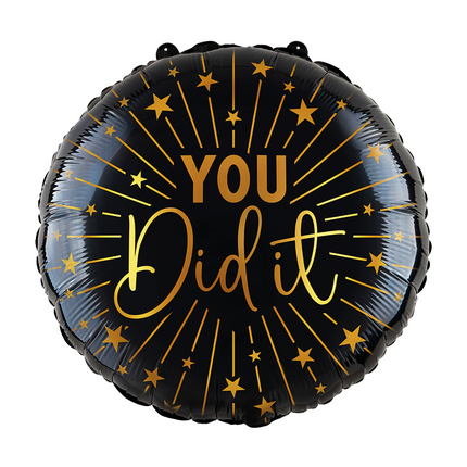 Palloncino ad elio nero oro You Did It vuoto 45cm