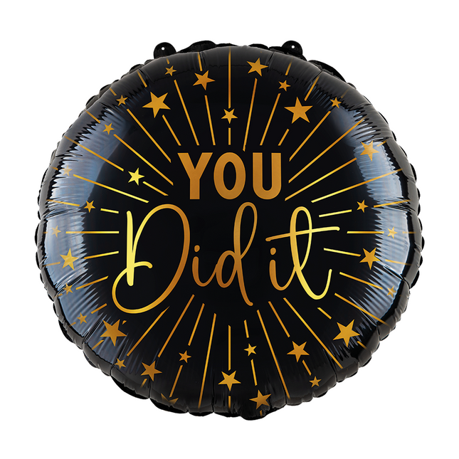 Palloncino ad elio nero oro You Did It vuoto 45cm