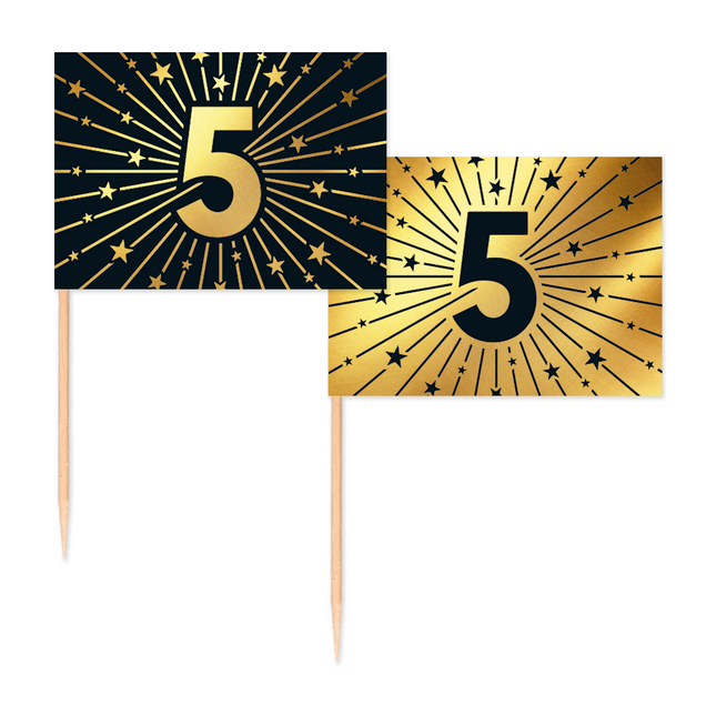 5 Anni Cocktail Picks Oro Nero 50pz