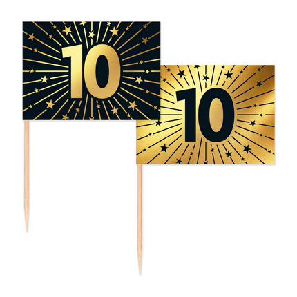 10 Anni Cocktail Picks Oro Nero 50pz