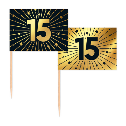 15 Anni Cocktail Picks Oro Nero 50pz