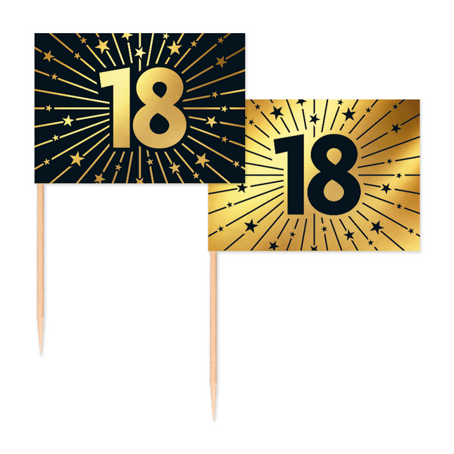 18 Anni Cocktail Picks Oro Nero 50pz
