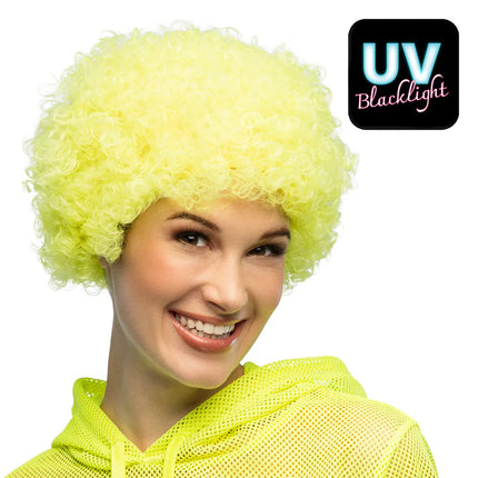 Parrucca Curly giallo neon UV