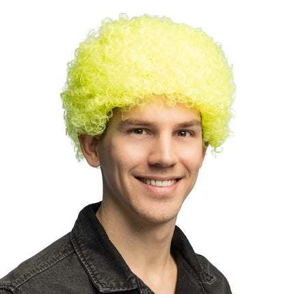 Parrucca Curly giallo neon UV