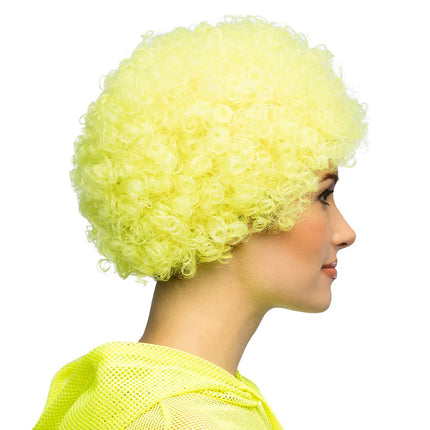 Parrucca Curly giallo neon UV