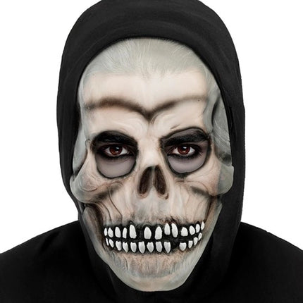 MASCHERA TESCHIO CON CAPPUCCIO - LATTICE CHE SI ILLUMINA AL BUIO