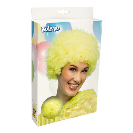 Parrucca Curly giallo neon UV