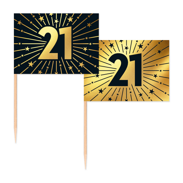 21 Anni Cocktail Picks Oro Nero 50pz