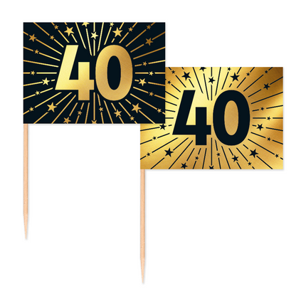 40 Anni Cocktail Picks Oro Nero 50pz