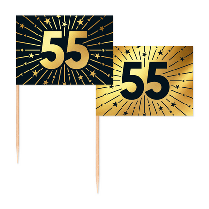 55 Anni Cocktail Picks Oro Nero 50pz