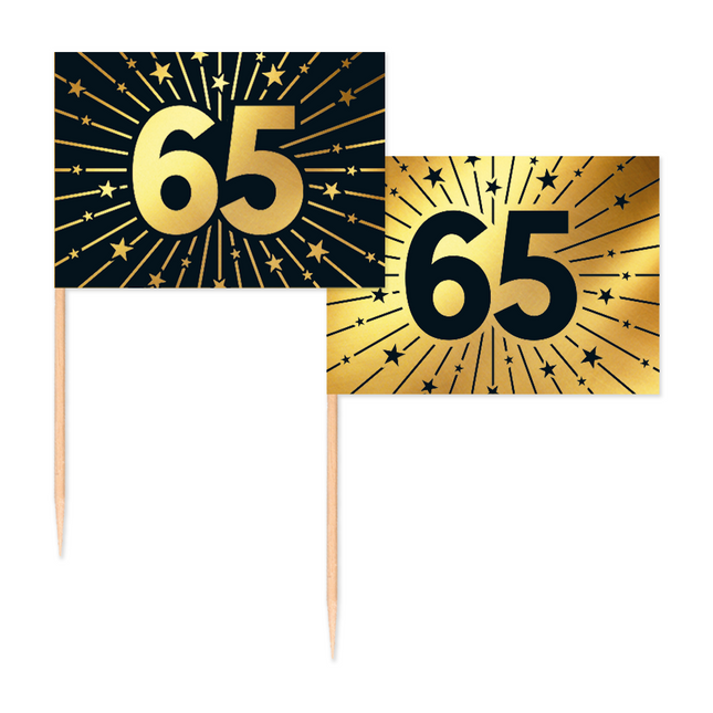 65 Anni Cocktail Picks Oro Nero 50pz