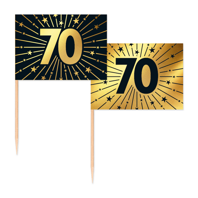70 Anni Cocktail Picks Oro Nero 50pz