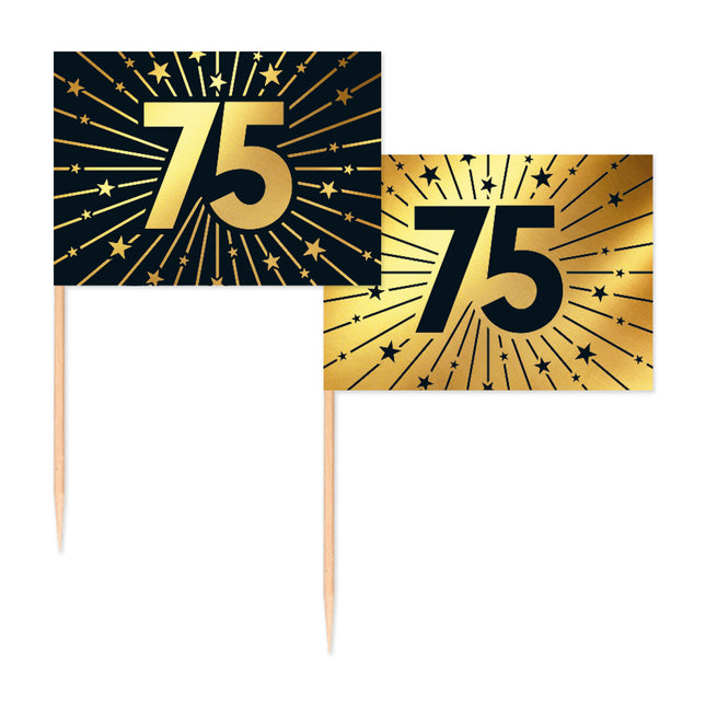 75 Anni Cocktail Picks Oro Nero 50pz