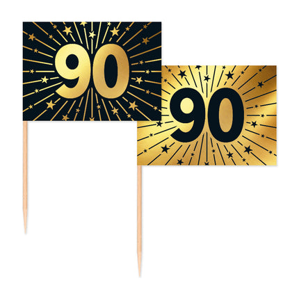 90 Anni Cocktail Picks Oro Nero 50pz