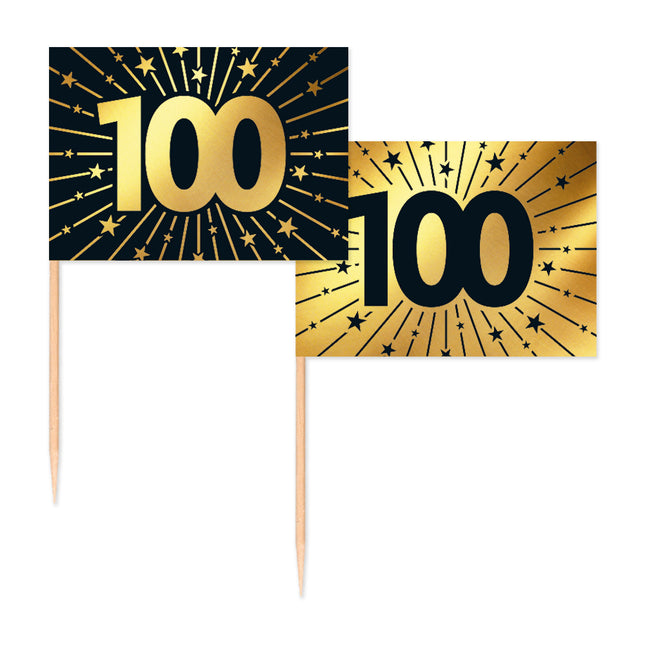100 Anni Cocktail Picks Oro Nero 50pz