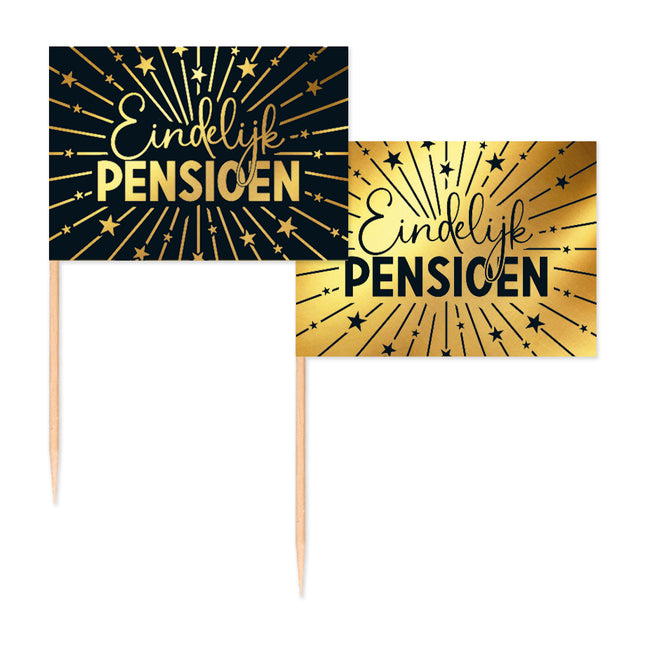 Bastoncini da cocktail pensione oro nero 50pz