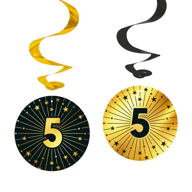 5 anni Decorazione da appendere Oro Nero 95cm 4 pezzi