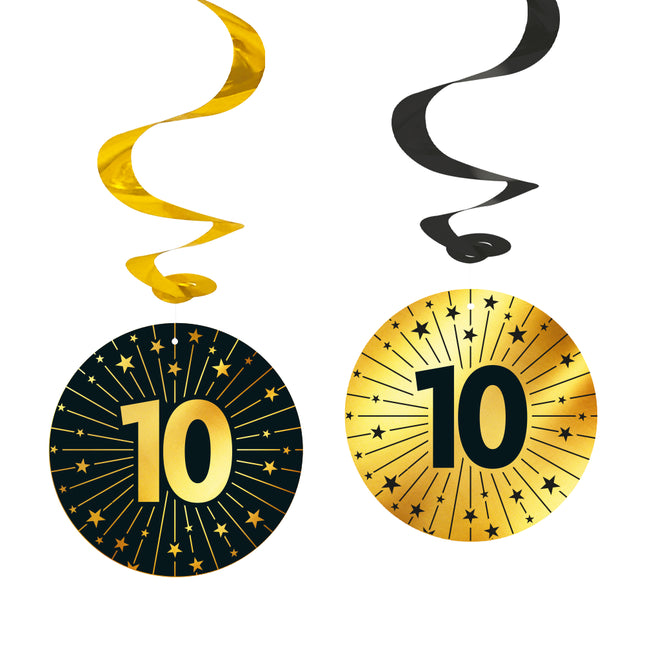 10 Anno Decorazione appesa Oro Nero 95cm 4pz
