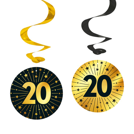 20 Anni Decorazione appesa Oro Nero Vuoto 95cm 4pz