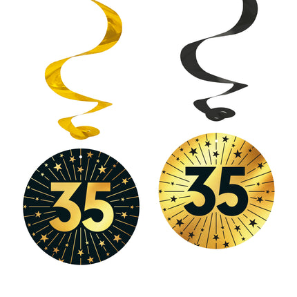 35 Anni Decorazione appesa Oro Nero 95cm 4 pezzi